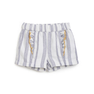 Girls White and Blue Striped Shorts